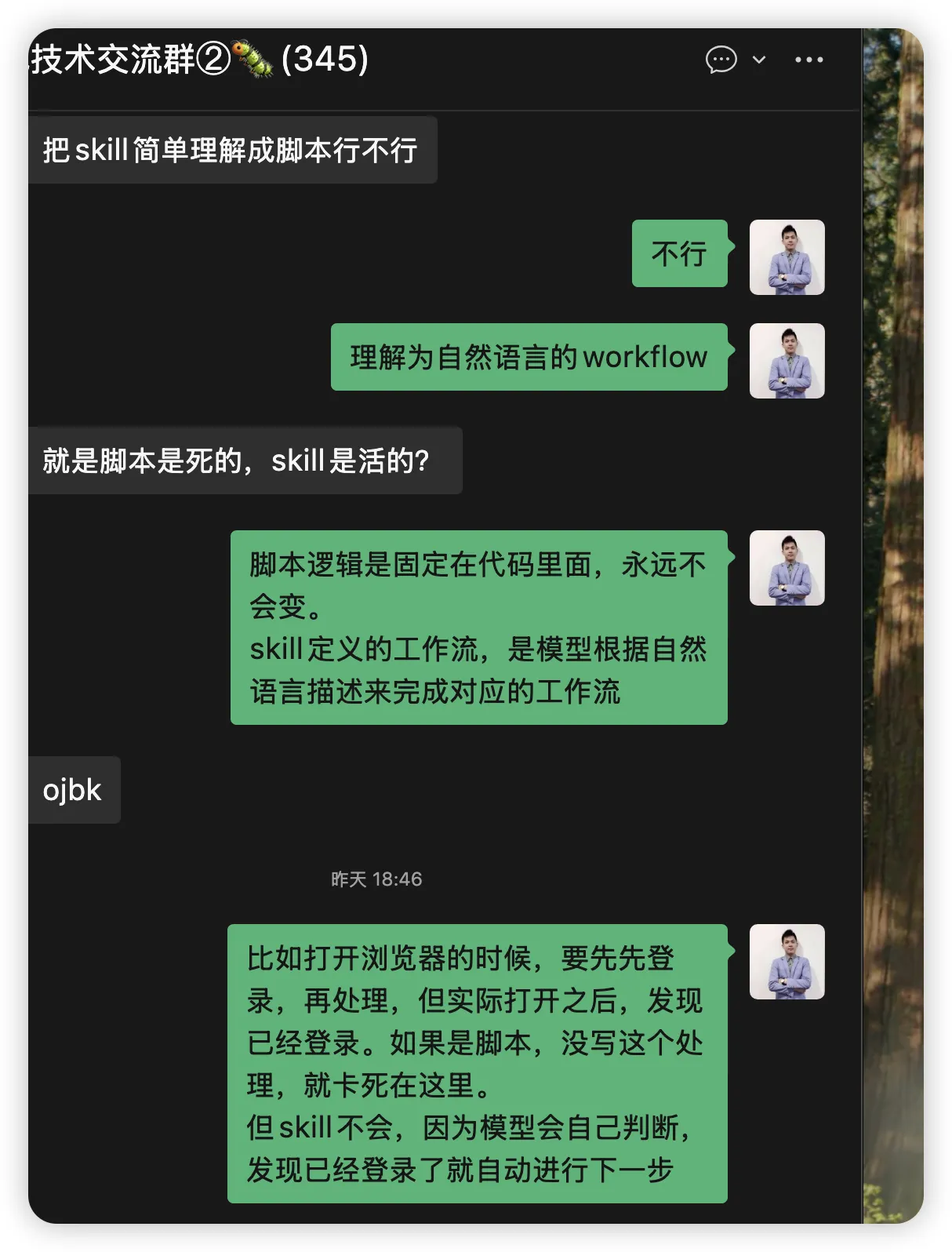 群聊截图-Skill和脚本的区别